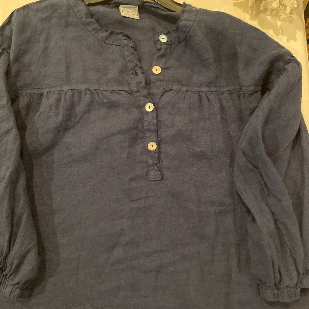 Pure Match Navy Linen blouse